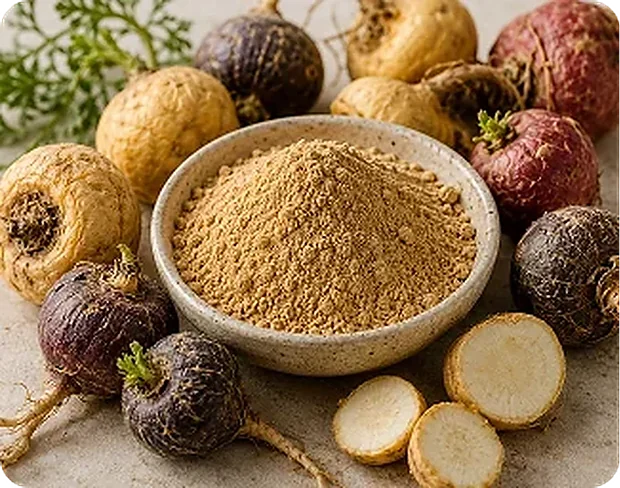 Maca root, one of the botanical extracts in HoneyFil